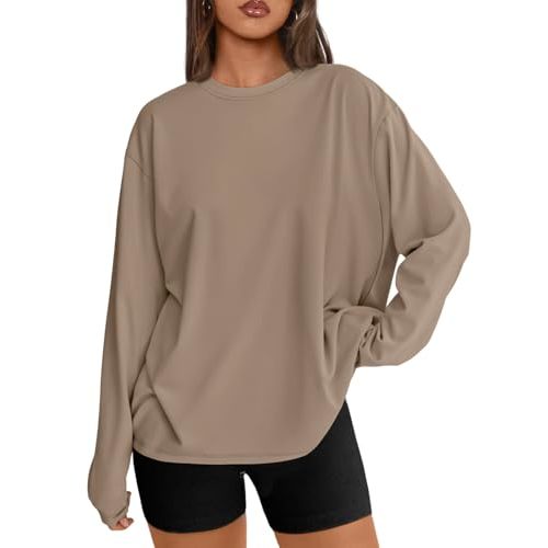Trendy Queen Womens Spring Tops Oversized Long Sleeve T Shirts 2026 Basic Tee Fall Casual Workout Y2K Clothes