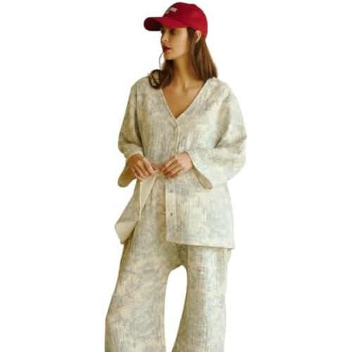NOTHING FITS BUT Muslin Gauze Nursing Set, Postpartum Nursing Pajamas Set, Soft Pjs Sleepwear Maternity Loungewear