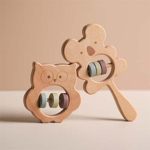 Newborn Toys Wooden Rattle, Educational Sensory Toys For Toddlers 1-3, Infant Toys 0-12 Months, Under 5 Dollar Toys, Toys with Gentle Sound, Promotes Coordination, Baby Gifts (A)