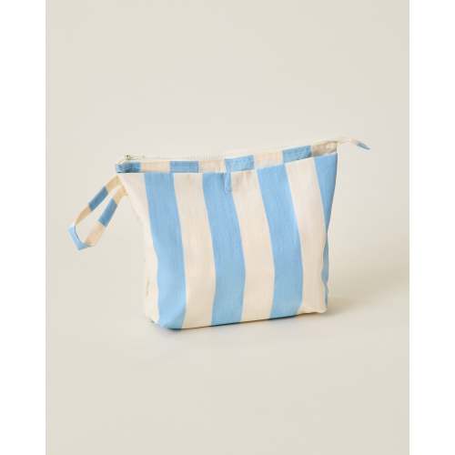 Quick Change Kit Bag Diaper Clutch Baby Bag With Changing Mat | Blue Wide Stripe - Storq by Kindred Bravely