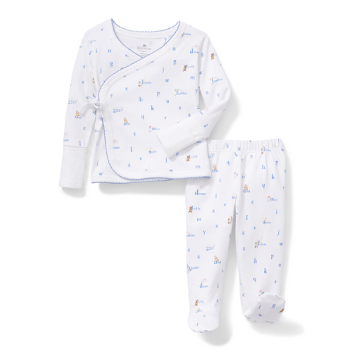 Baby Pima Wrap Set in Letters and Lullabies | Over The Moon
