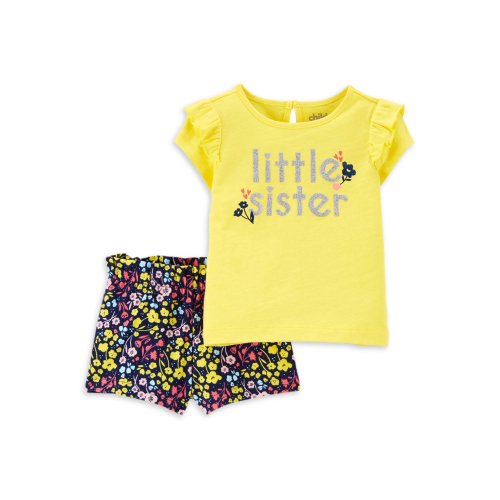 Child of Mine by Carter's Baby Girl Little Sister T-Shirt & Shorts Outfit, 2pc Set