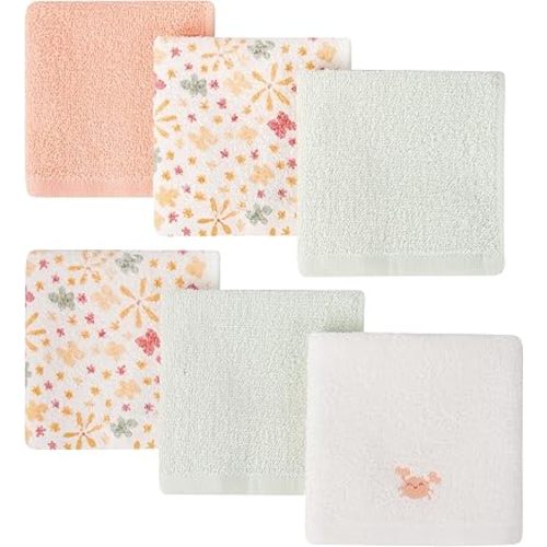 6 Pack Baby Washcloths 100% Cotton Terry Soft and Absorbent Wash Cloths for Face Hand Body Burp Rag Wipes Essentials for Newborns Infants Toddlers Boys Girls