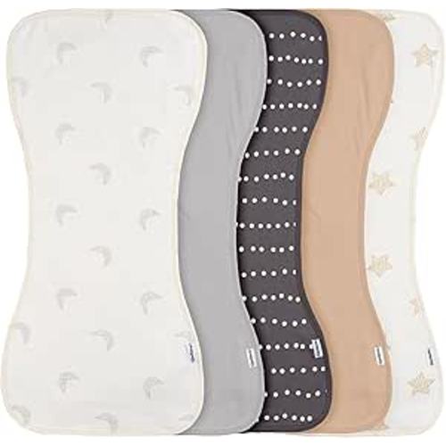 Gerber Baby Unisex Burp Cloths 5-Pack, Tan Grey, Size 10.5" x 21"