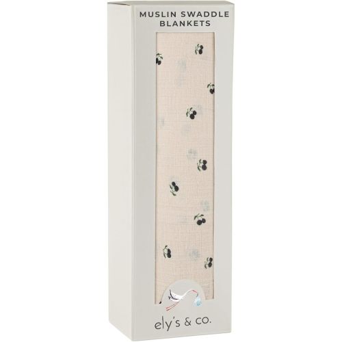 Ely's & Co. Muslin Swaddle Blanket 1-Pack for Baby Boy, 100% Cotton Muslin Extra Large Swaddle Receiving Blanket, 47”x47” (Blue Cherry)