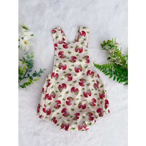 Mushroom Baby Romper: Handmade Cotton Overalls