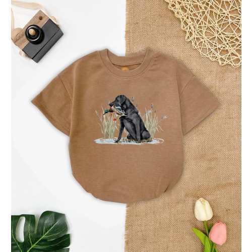Duck Hunting Dog Baby Romper, Black Lab Retriever Infant Bodysuit, Hunting Baby Outfit