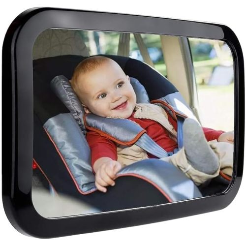 Mumoo Bear Baby Car Mirror - Fully Adjustable Shatter Proof Baby View Car Mirror Give Clear Views for Rear - Facing Car Seat, Strapped on Back Seat Headrest