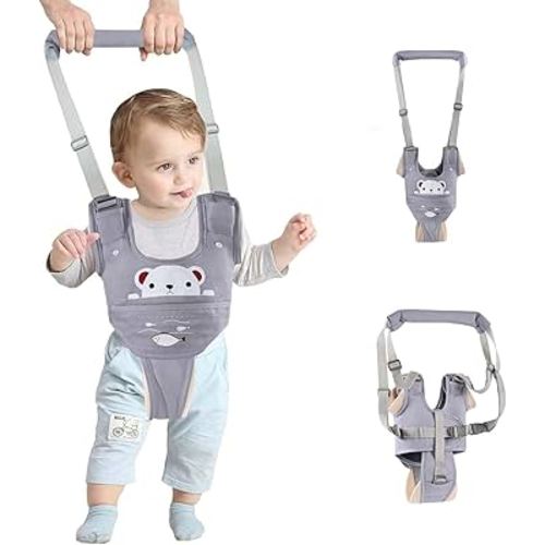 Baby Walking Harness Adjustable Handheld Kids Walker Helper Assistant Belt for Learning Walk Trainer Tool Walking Wing,Grey