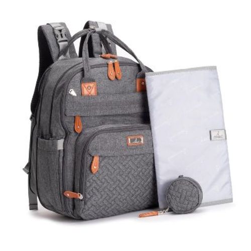 BabbleRoo Diaper Bag Backpack Stylish Hands-Free Baby Bag with Changing Pad, Stroller Straps & Water-Resistant