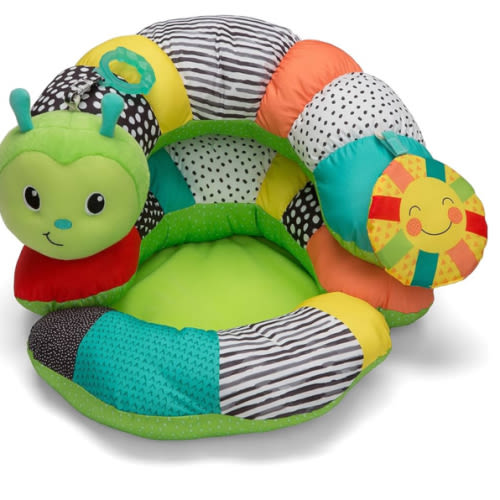 Infantino Prop-A-Pillar Tummy Time & Seated Support, Baby Floor Seat for Tummy Time & Early Sitting, Soft, Supportive, Engaging Toys, Caterpillar