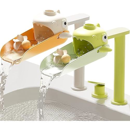 2 Pack Faucet Extender for Toddlers, Temperature Sensitive Sink Extension with Water Wheel to Kids Fun Hand Washing