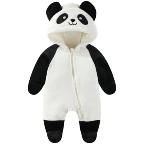 JiAmy Baby Snowsuit, Animal Hooded Fleece Jumpsuit, 0-12 Months