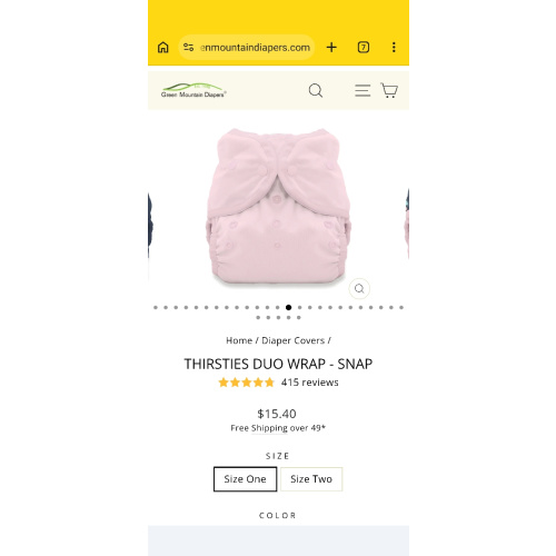 Thirsties Duo Wrap two-sized cloth diaper cover
