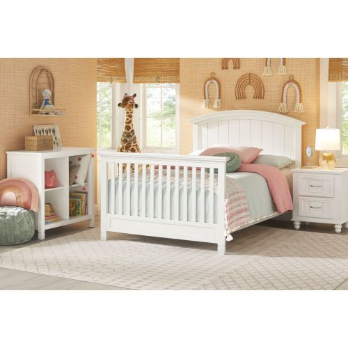 Cottage Colors 4 Pc White Colors,White Bedroom Set With Crib, Bookcase With Changing Tray, Conversion Rails, Toddler Rail | Rooms to Go