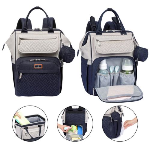 BabbleRoo Diaper Bag Backpack: Ultimate Baby Bag, Versatile Baby Diaper Bag for Modern Parents, Stone Gray & Blue, 1 pc