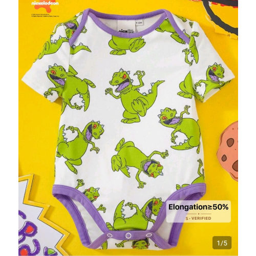 Nick 90s | SHEIN Baby Boy Cartoon Green Dinosaur Print White Casual Cute Bodysuit | SHEIN USA
