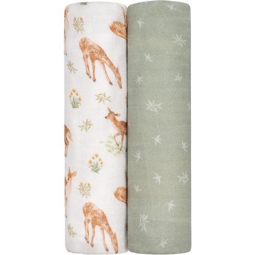 GLLQUEN BABY Muslin Swaddle Blankets 2Pk Receiving Blanket Large 35" x 40"