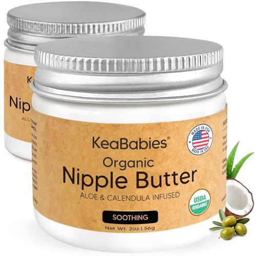 2pk Organic Nipple Butter for Cracked, Sore, Relief, Safe (Soothing, 2oz)
