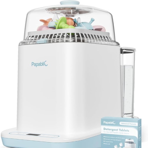 Papablic Bottle Washer Pro, Bottle Washer & Sterilizer & Dryer, 4-in-1 Bottle Washer Sanitizer for Bottles, Pump Parts, C-Section& Baby Essentials - Quick & Clean with 60 Detergent Tablets