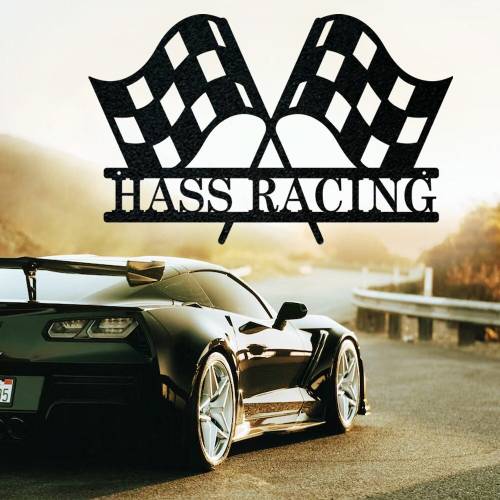 Checkered Flag Racing Monogram,  Metal sign, great Father's Day gift idea