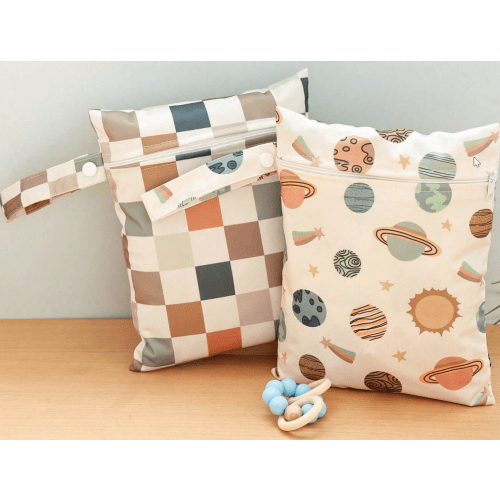 2pcs Planet Pattern Waterproof Handheld Storage Bag, Swimming Bag, Wet And Dry Separation