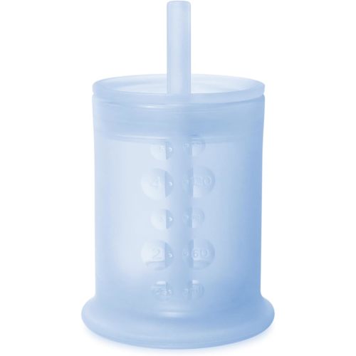 Olababy Silicone Training Cup with Straw Lid | Babies Water Drinking Cup | 6+ Mo Infant To 12-18 Months Toddler | Sippy Cup For Kids & Smoothie Cup | Baby Led Weaning (Blueberry, 5 oz)