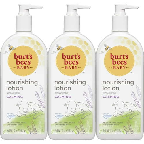 Burt's Bees Baby Nourishing Lotion with Lavender, Calming Baby Lotion, Pediatrician Tested, 99.0% Natural Origin, Pack of 3