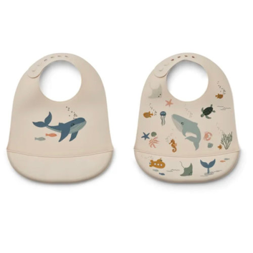 Liewood - Tilda silicone bibs - Set of 2 - Sea creature/Sandy | Smallable