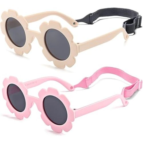 FBHLZ Baby flower Sunglasses with Strap girls polarized sunglasses Flexible Bendable Newborn UV400 Sunglasses for 0-24 months