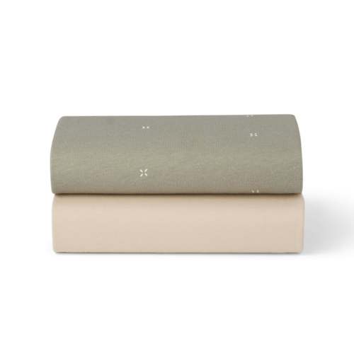 Snüz Twin Pack Sheets - Bassinet - Sage/Cross