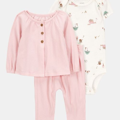 Baby 3-Piece Barn Print Little Cardigan Set | Carter’s Oshkosh Canada