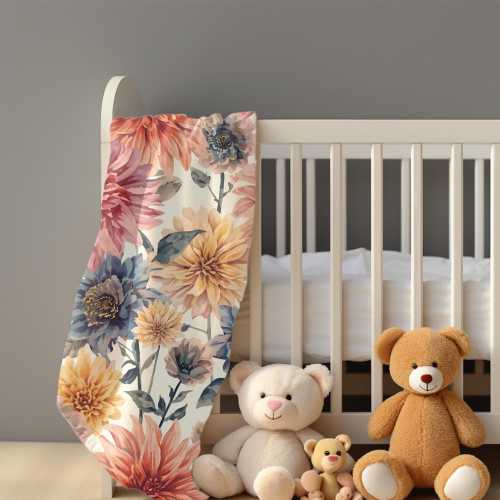 Darling Dahlias Baby Blanket Fleece Dahlia Baby Blanket Dahlia Nursery Blanket Dahlia Baby Gifts for Dahlias Baby Shower Gift Dahlia Swaddle