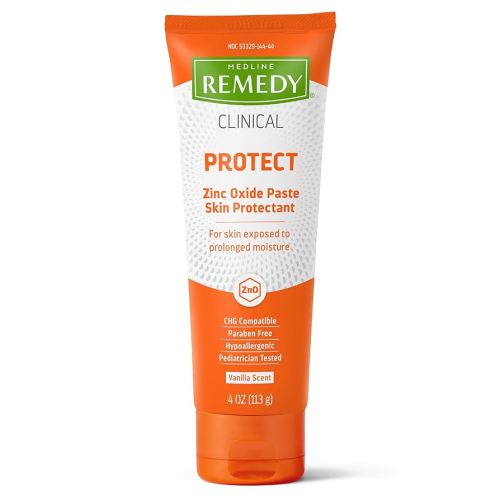 Medline Remedy Clinical Zinc Oxide Paste Skin Protectant (4 oz Tube), Vanilla Scent, Diaper Rash Cream, Incontinence Care, Wetness Protection, Paraben Free, Hypoallergenic, Adults, Children