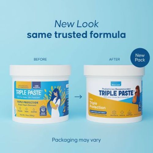 Triple Paste Diaper Rash Cream, Hypoallergenic Medicated Ointment for Babies, Overnight and Daily Protection - 10oz