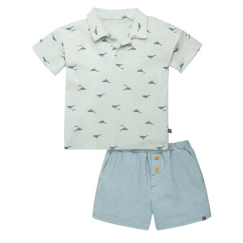 Modern Moments by Gerber Toddler Boy Jonny Collar Shirt and Short Outfit Set, 2-Piece, 12 Months - 5T