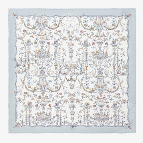 Atelier Choux Paris - Blue Toile De Jouy Cotton Swaddle (95cm) | Childrensalon