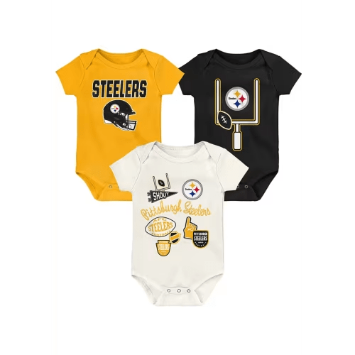 Pittsburgh Steelers Baby BLACK Littlest Player One Piece Set - 353629683