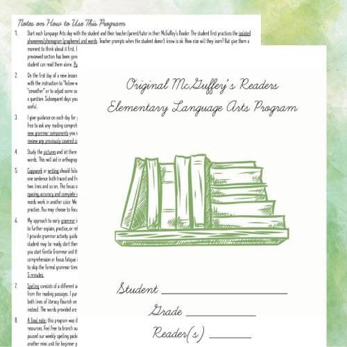 Language Arts 1st-6th Plan: Original McGuffey's Readers Based (Color & BW Versions)