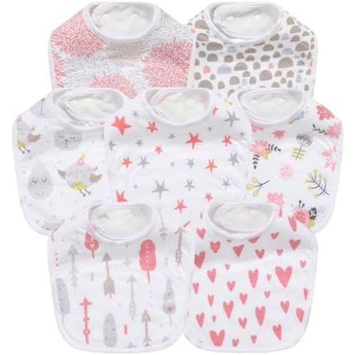 7 Pack Baby Cotton Absorbent Bibs for Drooling Teething