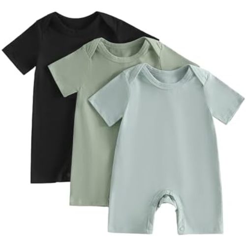 Baby Boys Girls Clothes Newborn 3-pack Romper Solid Short Sleeve One Piece Jumpsuit Infant Summer Spring Outfits