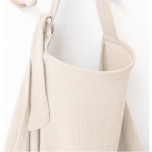 Qunlions life Muslin Nursing Covers for Breastfeeding, Privacy Breast Feeding Cover with Arch Neckline for Mom and Baby, Breathable 100% Cotton Nursing Apron Multi-use Stroller Cover (Ivory)