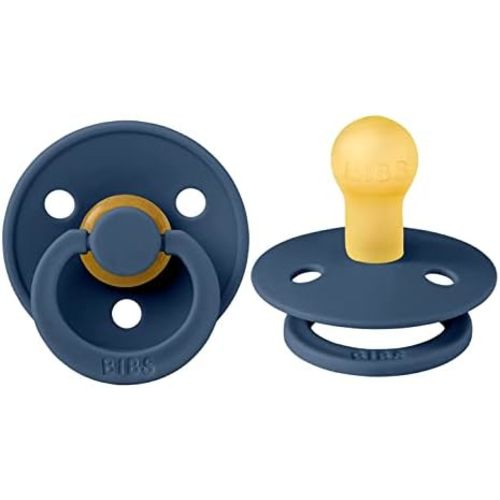 Bibs Pacifiers Color Collection, Set of 2 BPA-Free Latex Pacifiers Made in Europe, Round Nipple Baby Pacifier.