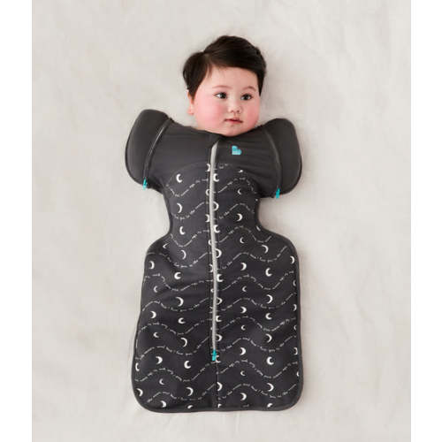 Swaddle Up™ Transition Bag 1.5 TOG Cotton Charcoal Moon and Back