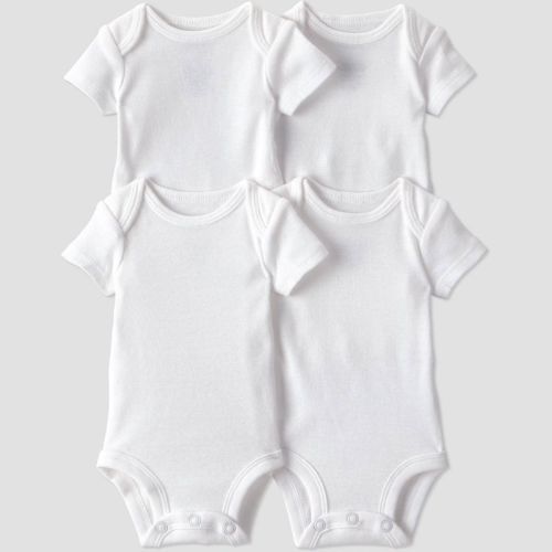 Carter's Just One You® Baby 4pk Short Sleeve Bodysuit - White 3M: Cotton Crew Neck, Tagless, Crotch Snap