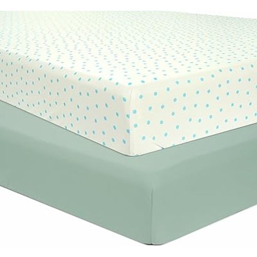 Baby Crib Sheets Neutral - Super Soft Toddler Bed Sheets for Standard Crib Mattress, Crib Sheets for Boys & Girls, Stretchy Knit Fitted Crib Sheet, 2 Pack - Polka Dot-Blue & Cool Blue