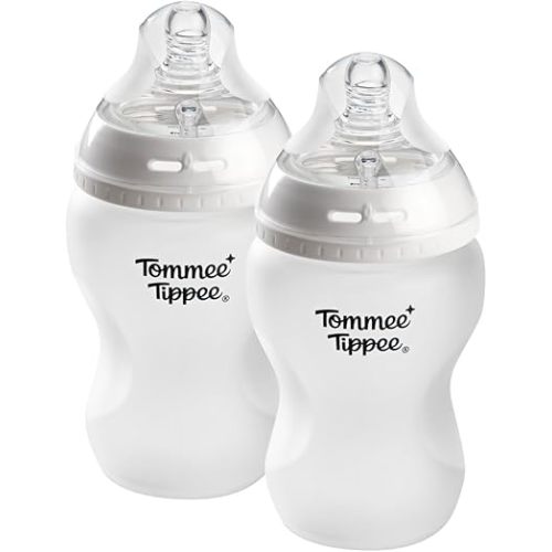 Tommee Tippee Natural Start Silicone Coated Glass Baby Bottles for Feeding from Newborn Up, 9oz, 2 Pack