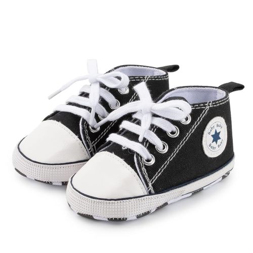 KIDSUN Unisex Baby Boys Girls High Top Sneaker Soft Anti-Slip Sole Newborn Infant First Walkers Canvas Denim Shoes