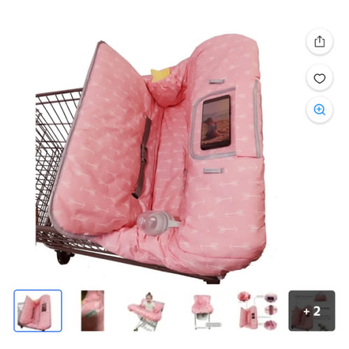 ICOPUCA Baby Shopping Cart Cover, Pink, High Chair Cover, Machine Washable, Thickened Cushioning