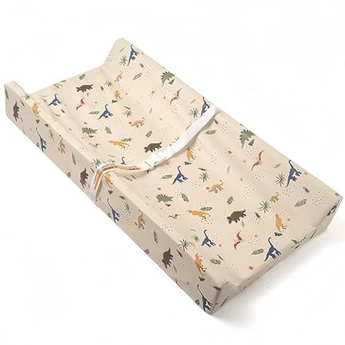 Baby Changing Pad Diaper Changing Pads for Babies Non-Slip Wipeable Changing Mat for Dresser and Table PU Cover with Cute Animal Patterns (Sandy Dino)